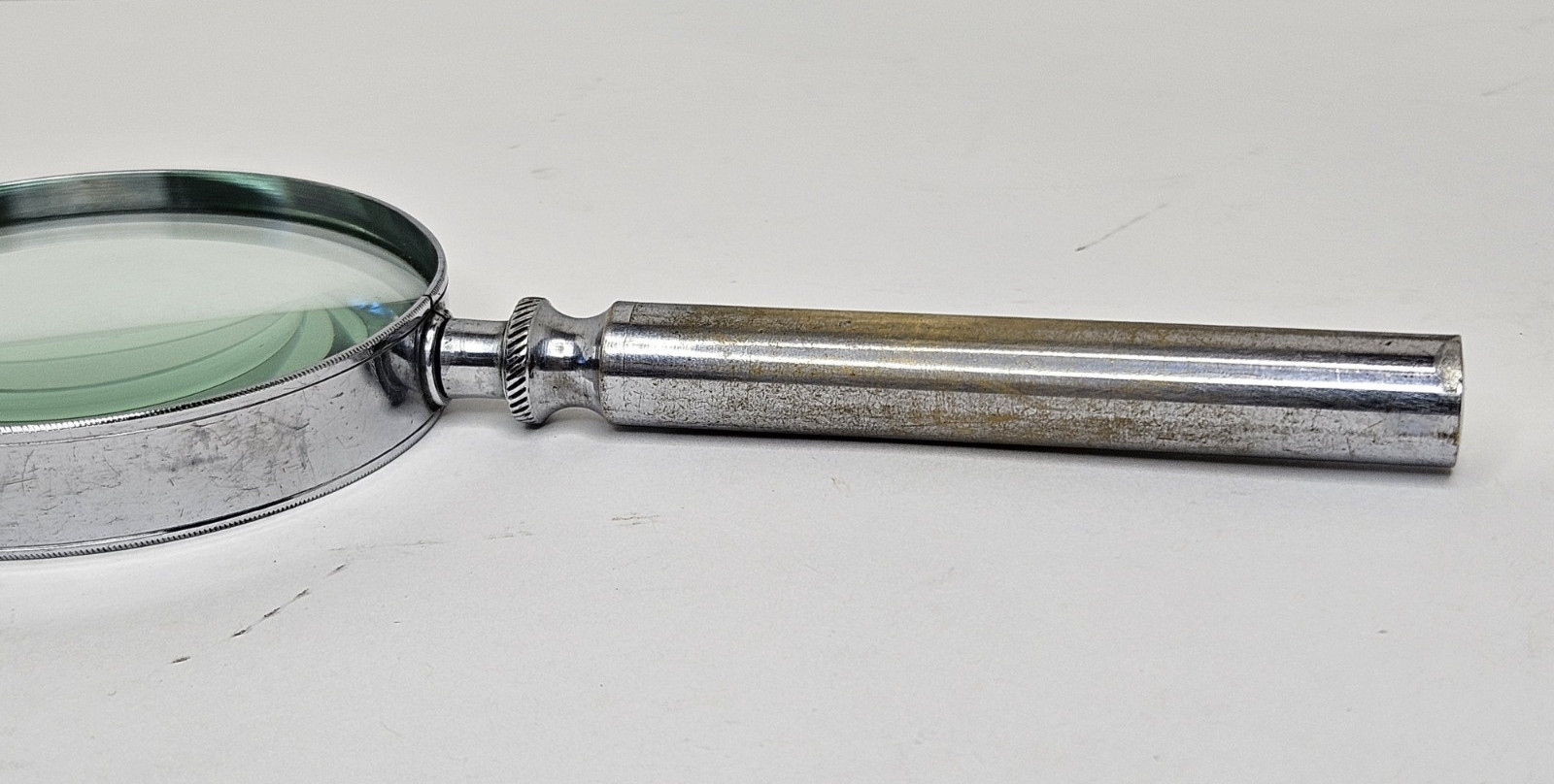 Large Handheld Glass Magnifying Lens Metal Frame Handle Japan