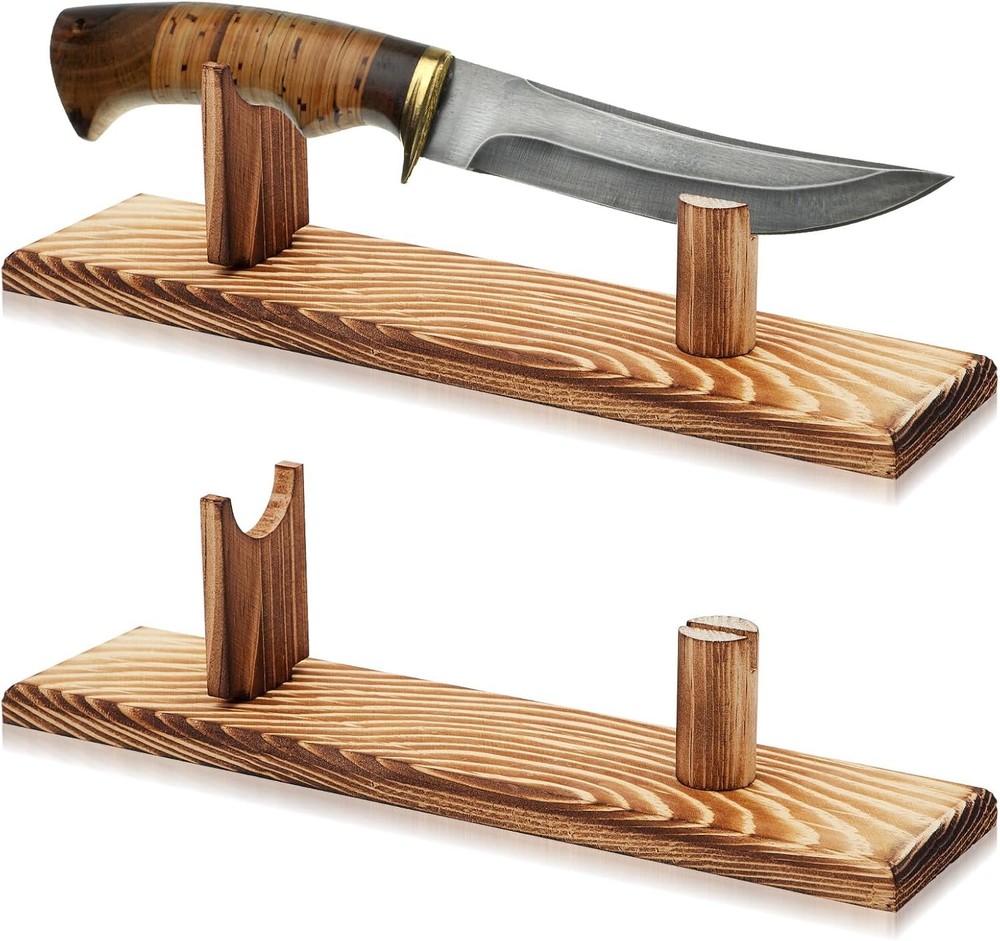 2-piece Knife Display Stand - Fixed Blade Knife Holder for Collection Finished D
