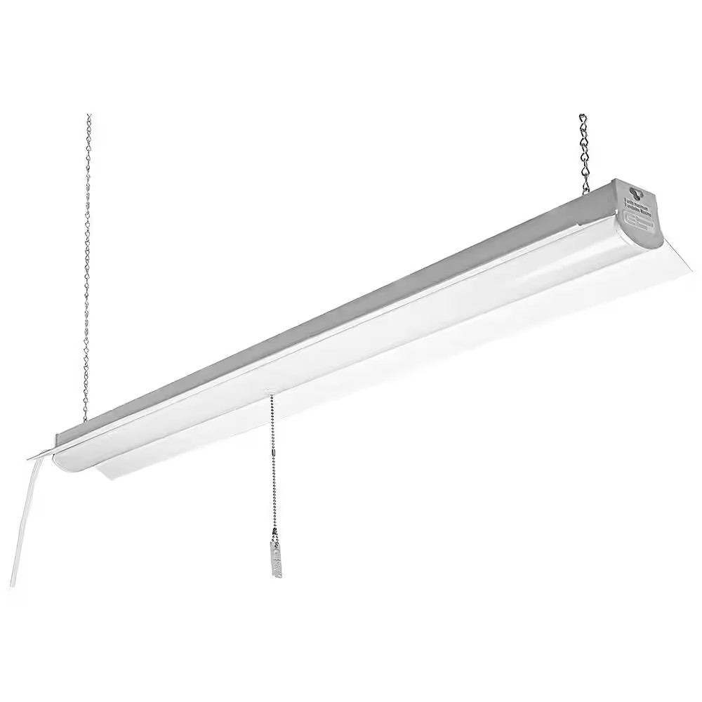 4 Ft. Plug-In Pull Chain Linkable Integrated LED White Shop Light Garage Light 3