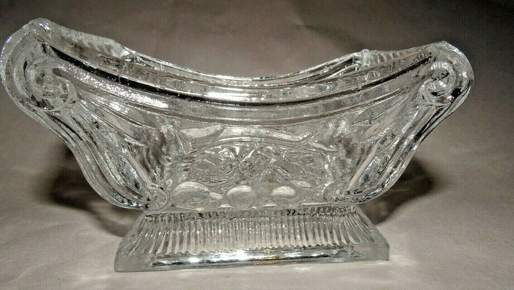 Vintage LG WRIGHT GLASS RECTANGULAR CHERRIES Salt Dip Cellar Cherry CLEAR