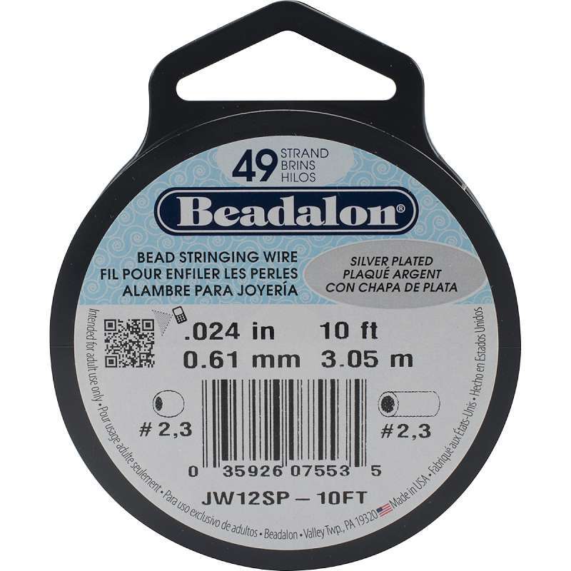 Stringing Wire 49-Strand .024"X10' Silver-Plated