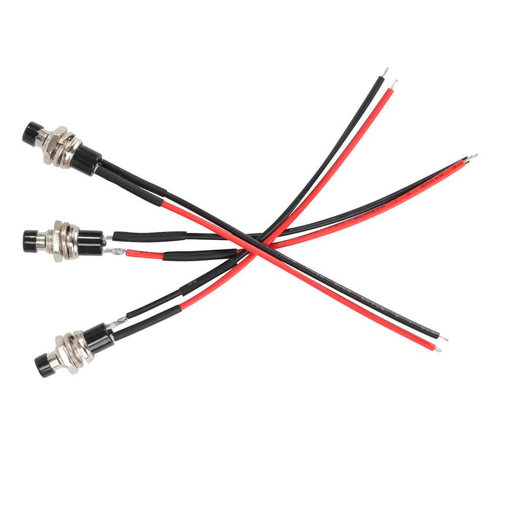 3 Pack Mini Push Button Pre-Wired Momentary N/O OFF-ON Switch Plug 5AMP SPST New