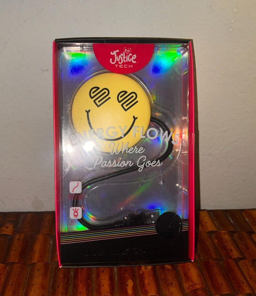 ORIGINAL! JUSTICE TECH SMILEY DESKTOP USB LED LIGHT ADJUSTABLE FLEXIBLE & BRIGHT