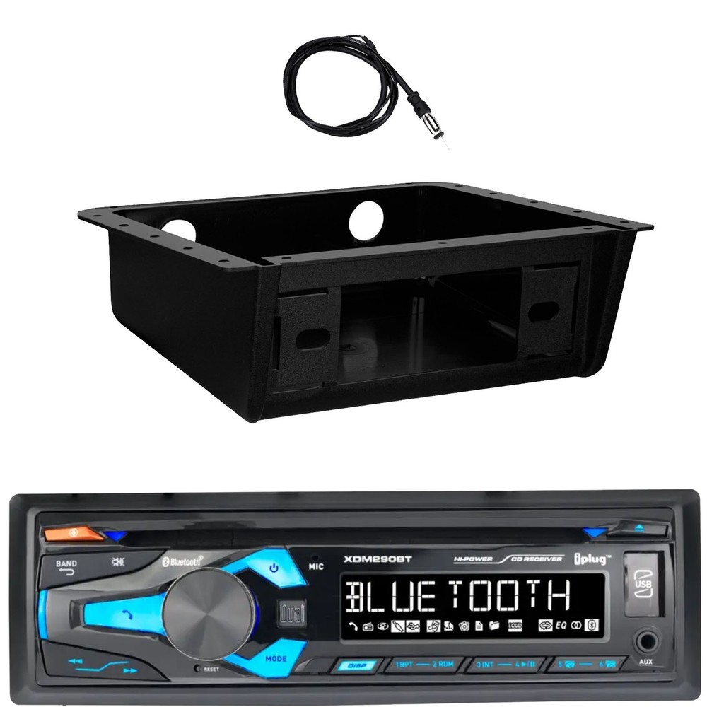 Dual Electronics XDM290BT Single DIN Receiver, Install Mounting Kit, 22" Antenna