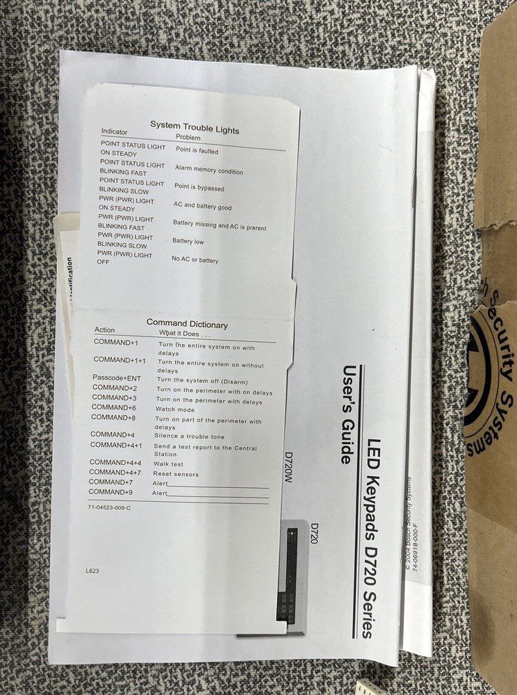 BOSCH D720B TOUCHPAD KEYPAD SECURITY D720