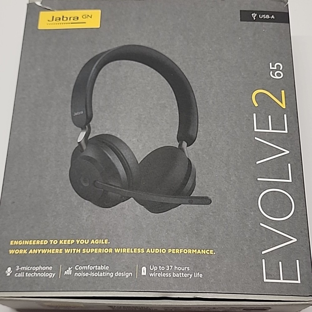 Jabra Evolve2 65 Wireless Bluetooth Headset Microsoft Teams No Dongle