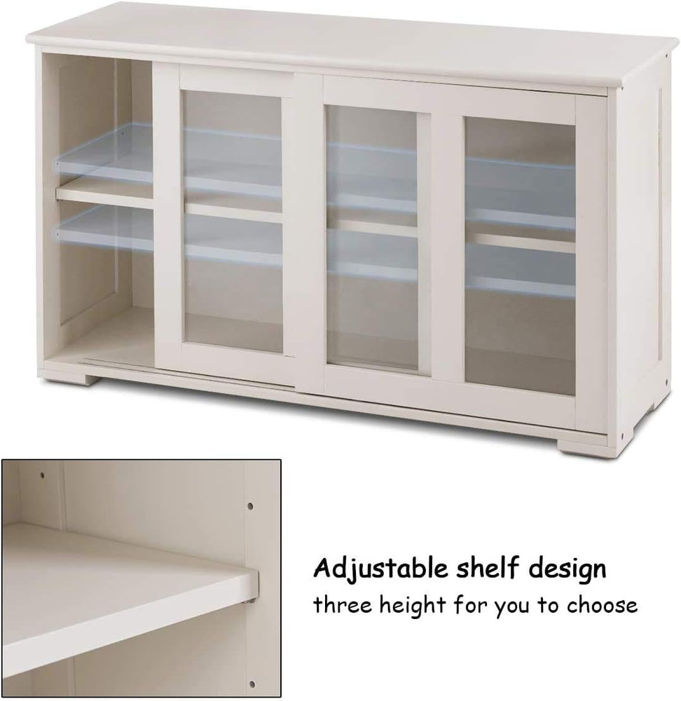 Kitchen Storage Cabinet Sideboard, Stackable Buffet W/Height-Adjustable Shelf &