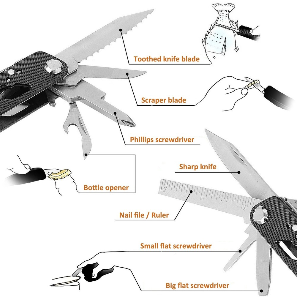 Multitool Pliers Set Stainless Steel Screwdriver Tool with 11 Screwdriver Bit...