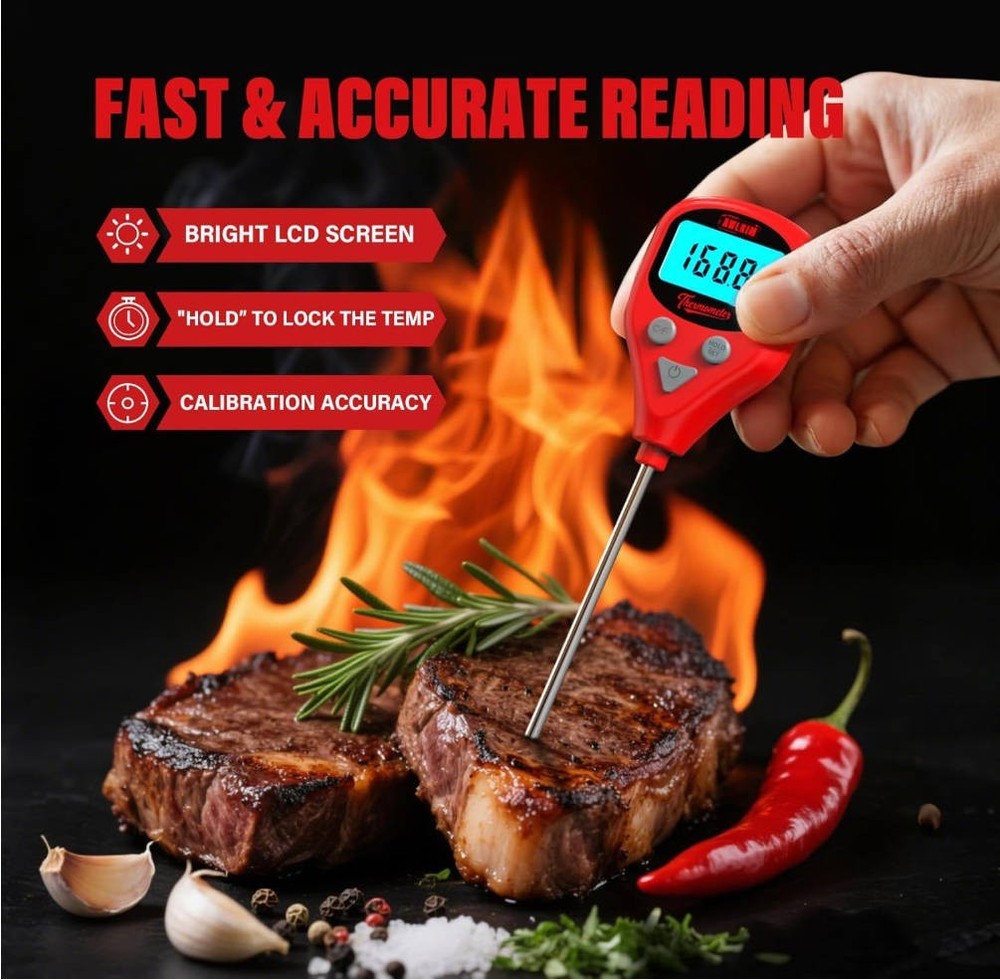 Rechargeable Digital Meat Thermometer with 3.3ft External Probe
