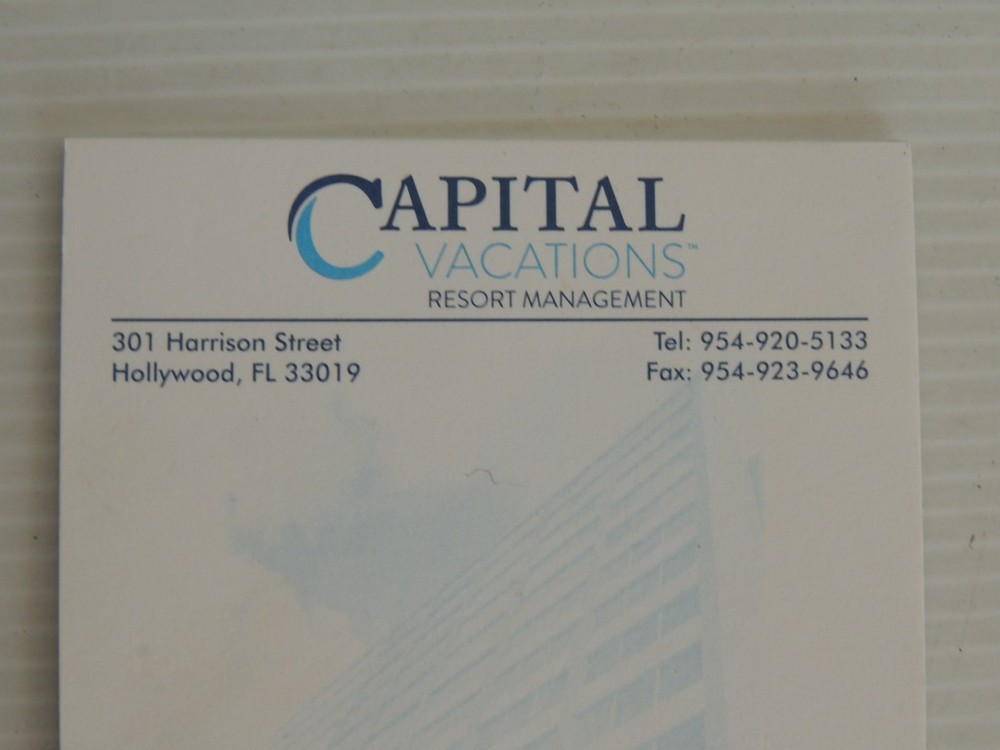 CAPITAL VACATION HOLLYWOOD, FLORIDA, NOTEPAD 7 PC