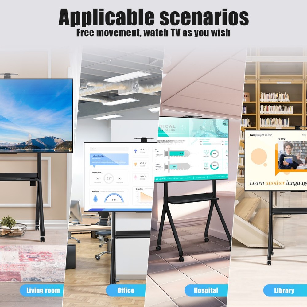 Smart Board Stand,Mobile Stand,with Locable Rolling Wheels,with 4 Lockable Wheel