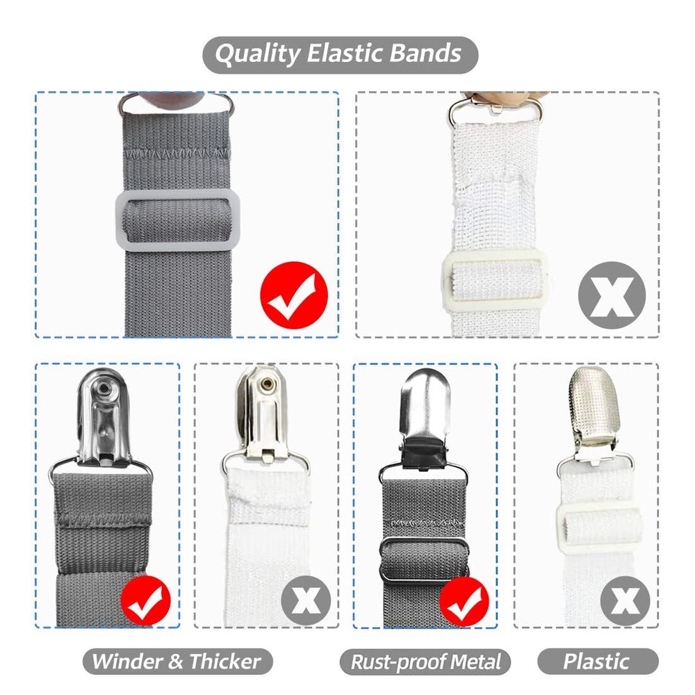 4Pcs Adjustable Triangle Bed Sheet Straps Elastic Fasteners Fitted Sheet Holders