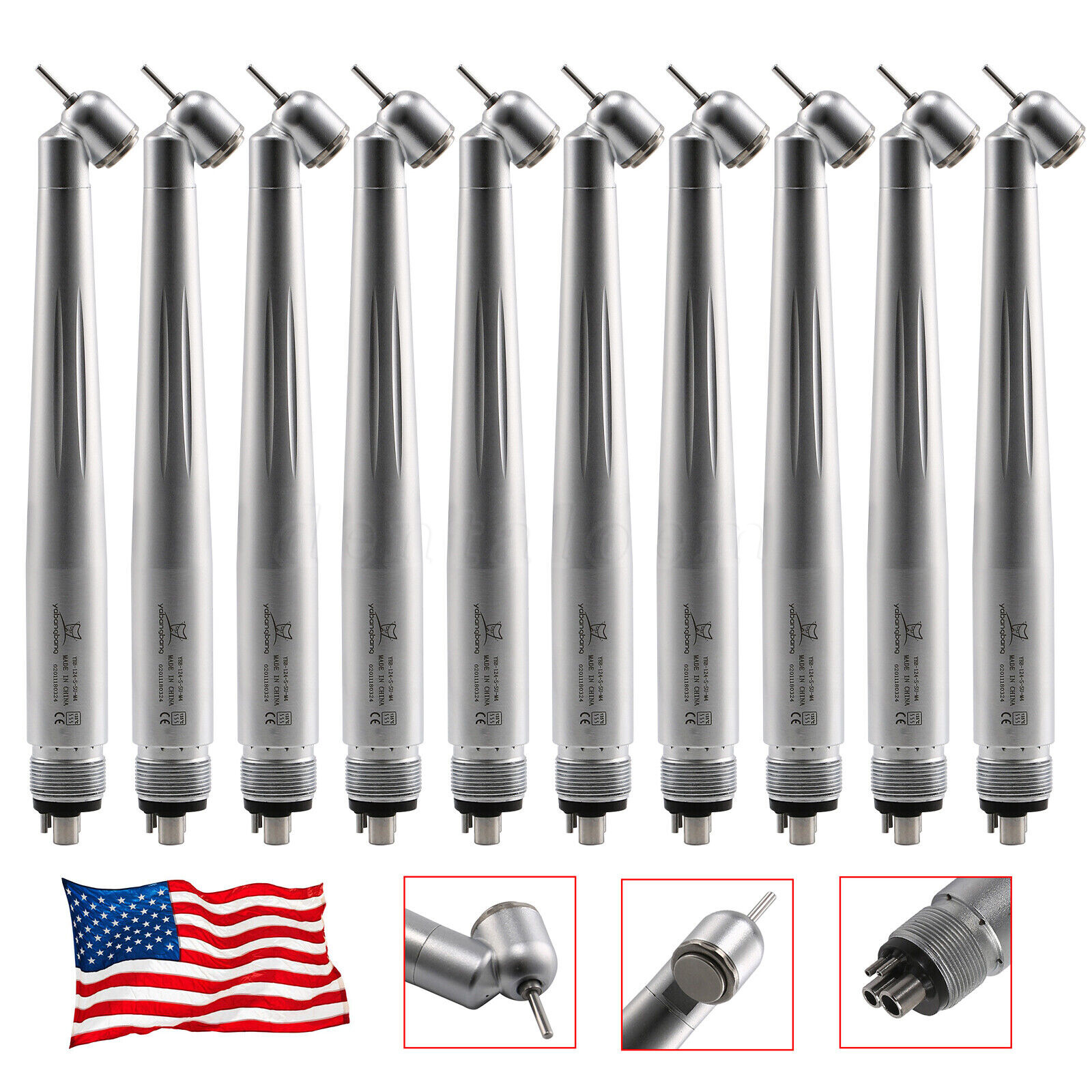 1-10 NSK Style Dental 45 Degree Surgical High Speed Handpiece Push Button 4Hole