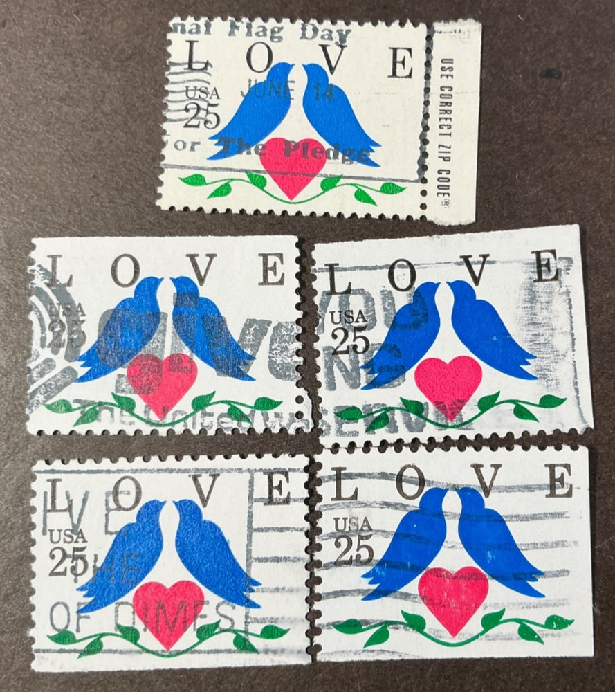 USA 🇺🇸 USED #2440-1  *1990* Love 5 diff types