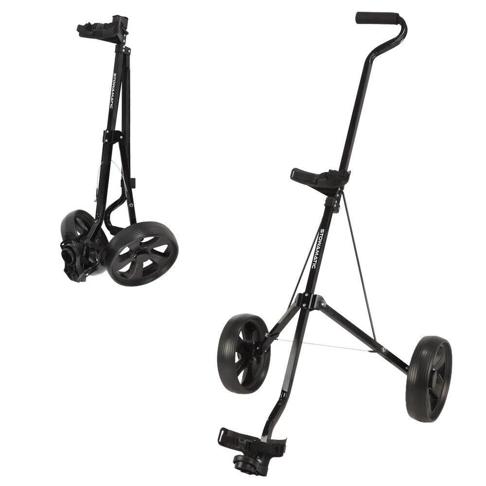 Stowamatic 2-Wheel Folding Golf Pull Cart - Lightweight & Compact, Black