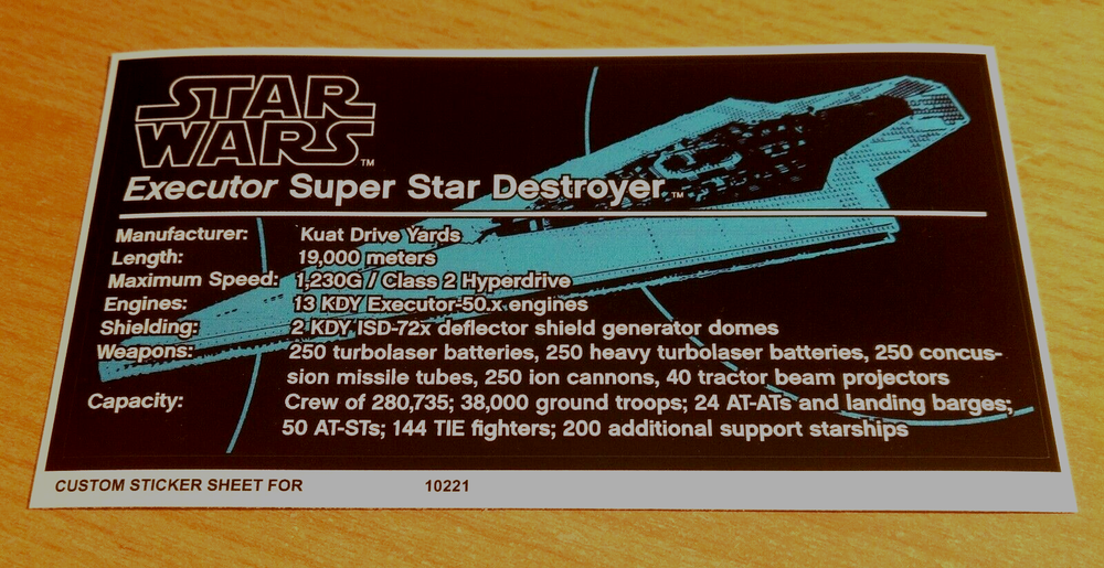 Custom Decal for 10221 Replacement Sticker 10221