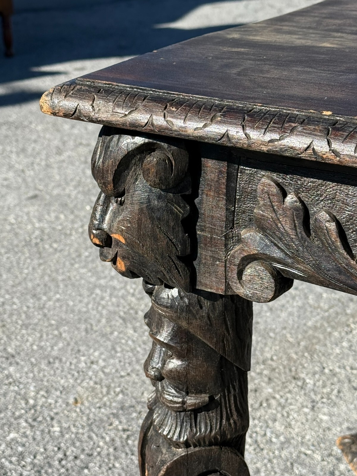 Antique 1800s carved black forest baroque Rennaissance table Carved Victorian
