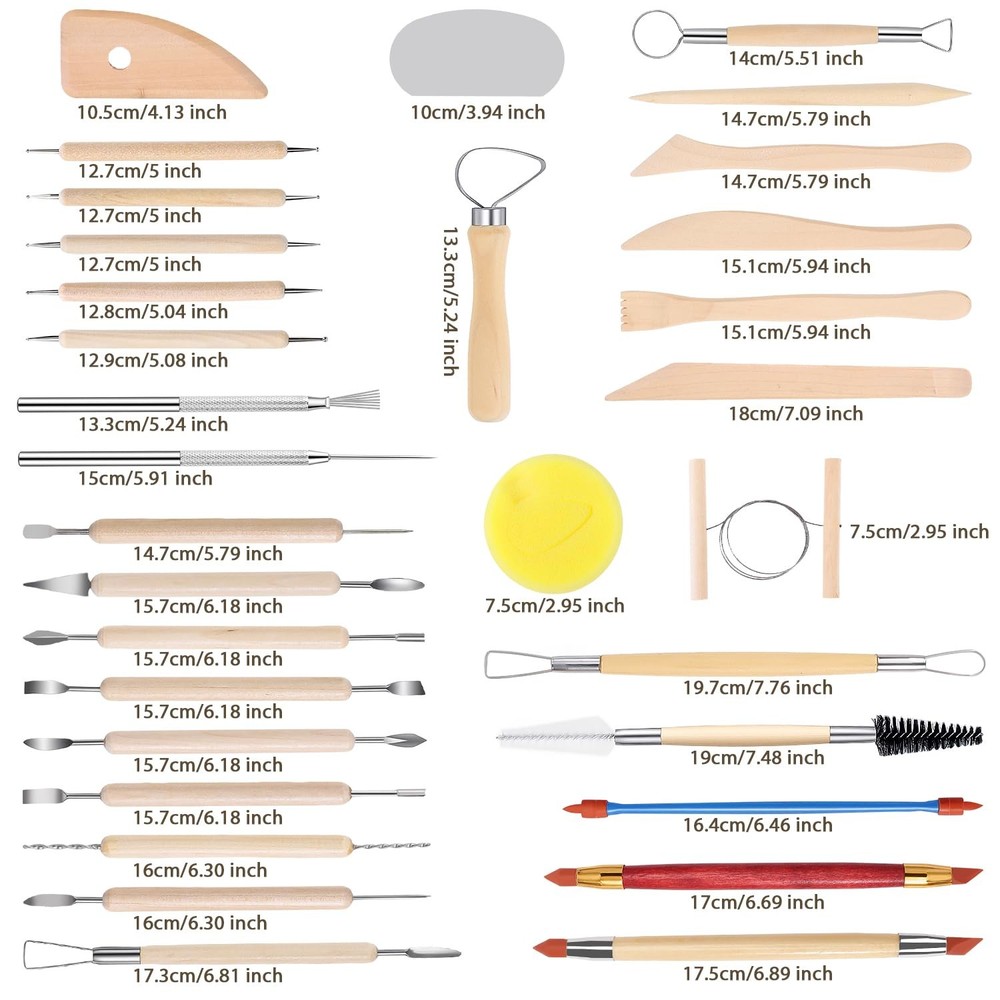 Pottery Sculpting Tools 32PCS Ceramic Clay Carving Tools Set for Beginners Ex...