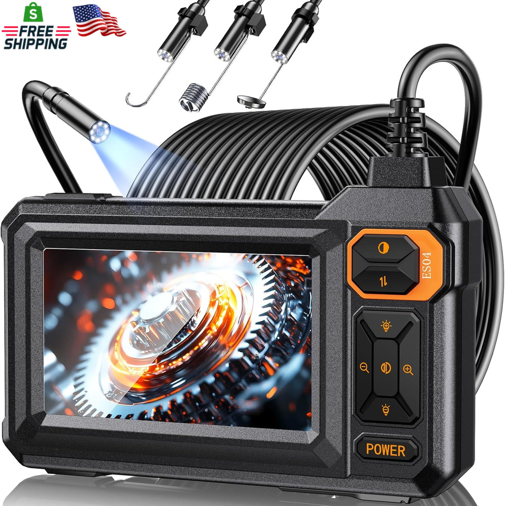 Endoscope Camera with Light, 1920P HD Borescope Inspection Camera with 4.3" IPS