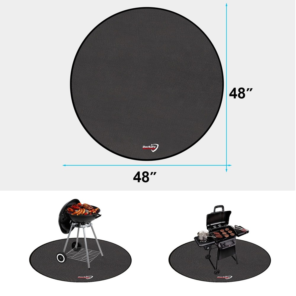 DocSafe 48" Round Fire Pit Mat,4-Layer Under Grill Mat Deck Patio Protect Mat...