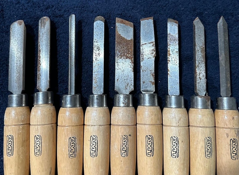 9 AMT Wood Turning Chisels Gouges Wood Carving Lathe - 14" Long