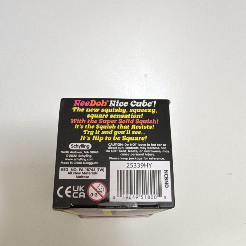 Nee Doh Nice Cube Super Solid Squish Squeeze Ball Purple Stress Toy