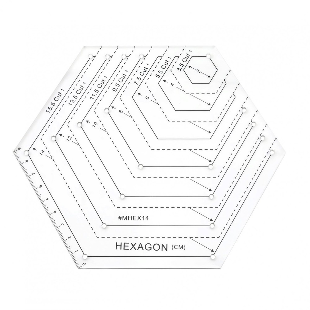 4Pcs Quilting Ruler, 60° Triangle & Diamond, 45° Diamond, Hexagon Shape Template