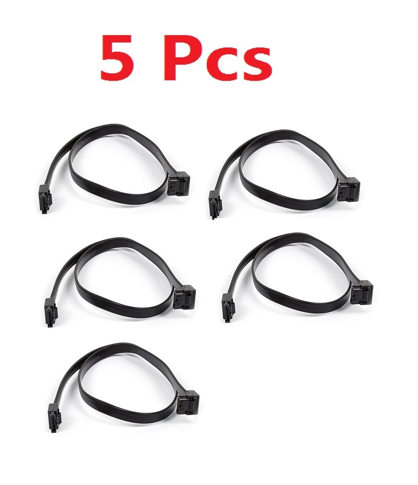 5pc SATA III Serial ATA Data Cable w/ Latch 6.0 Gbps 90 Degree Right Angle