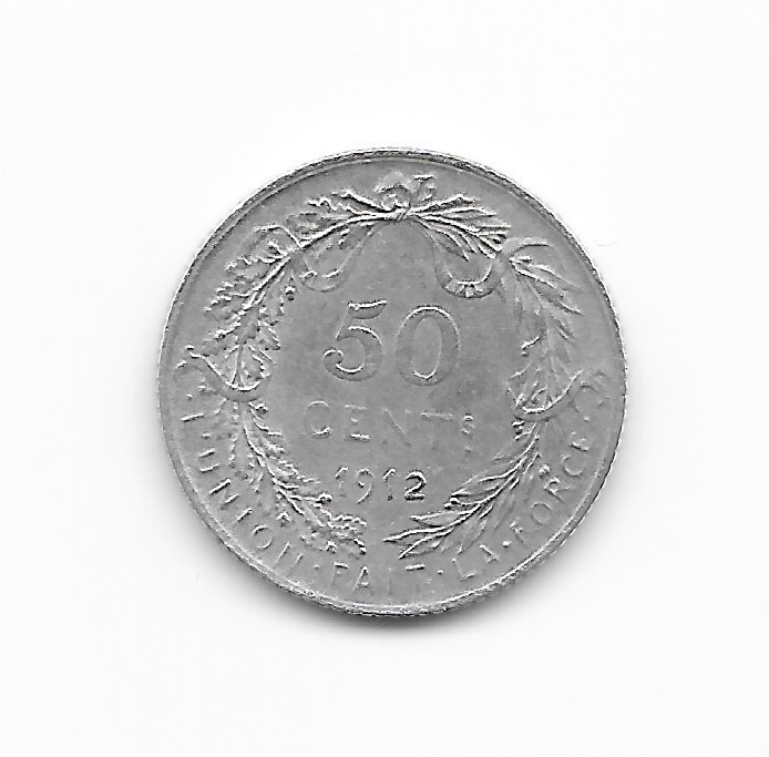 Belguim Silver 50 cents 1912