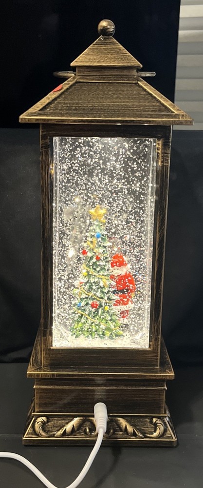 Christmas Tree Snow Globe Glitter Lantern Shape Colorful LED Lights