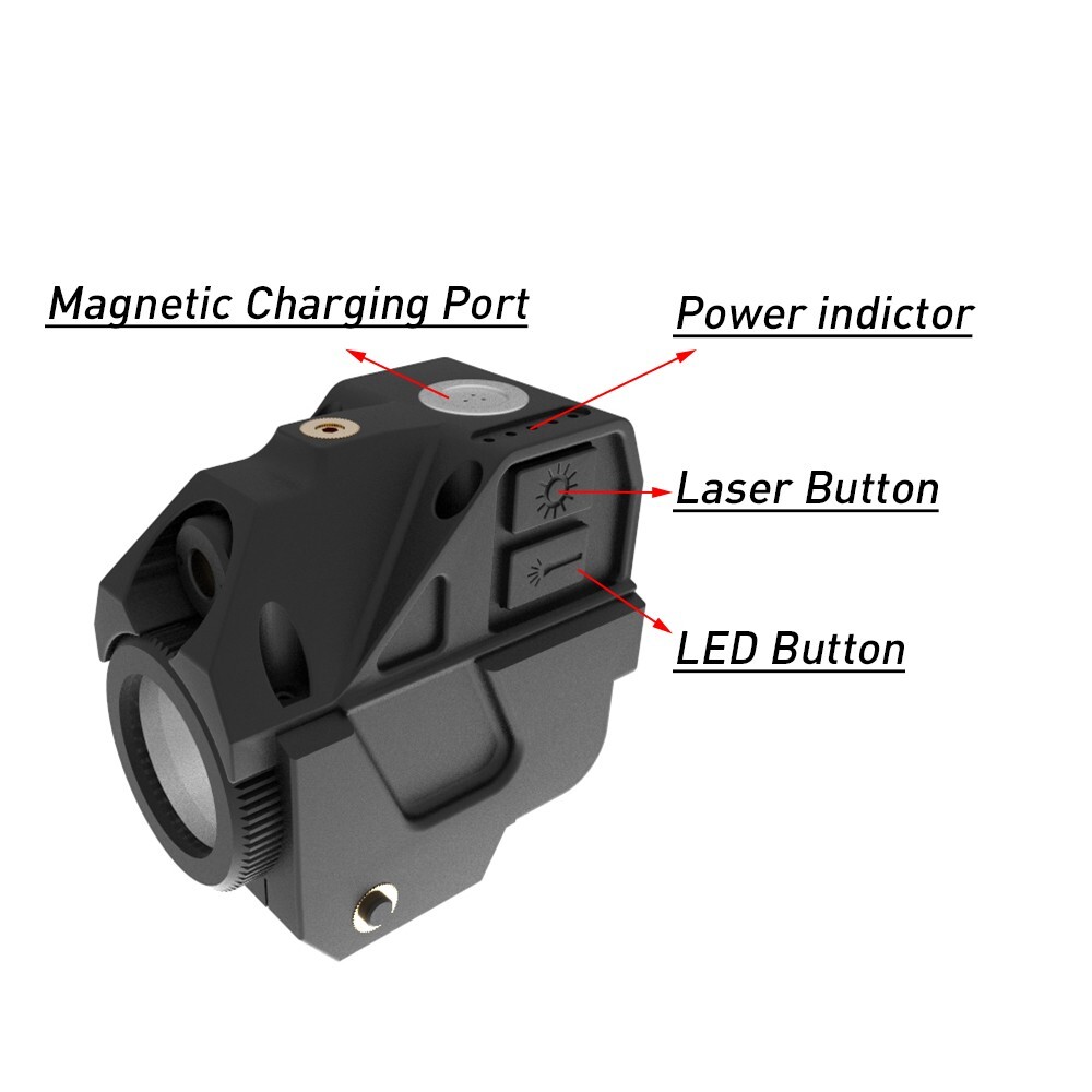 Laspur Compact Green/Red Laser Sight Flashlight Light Combo Rechargeable Battery