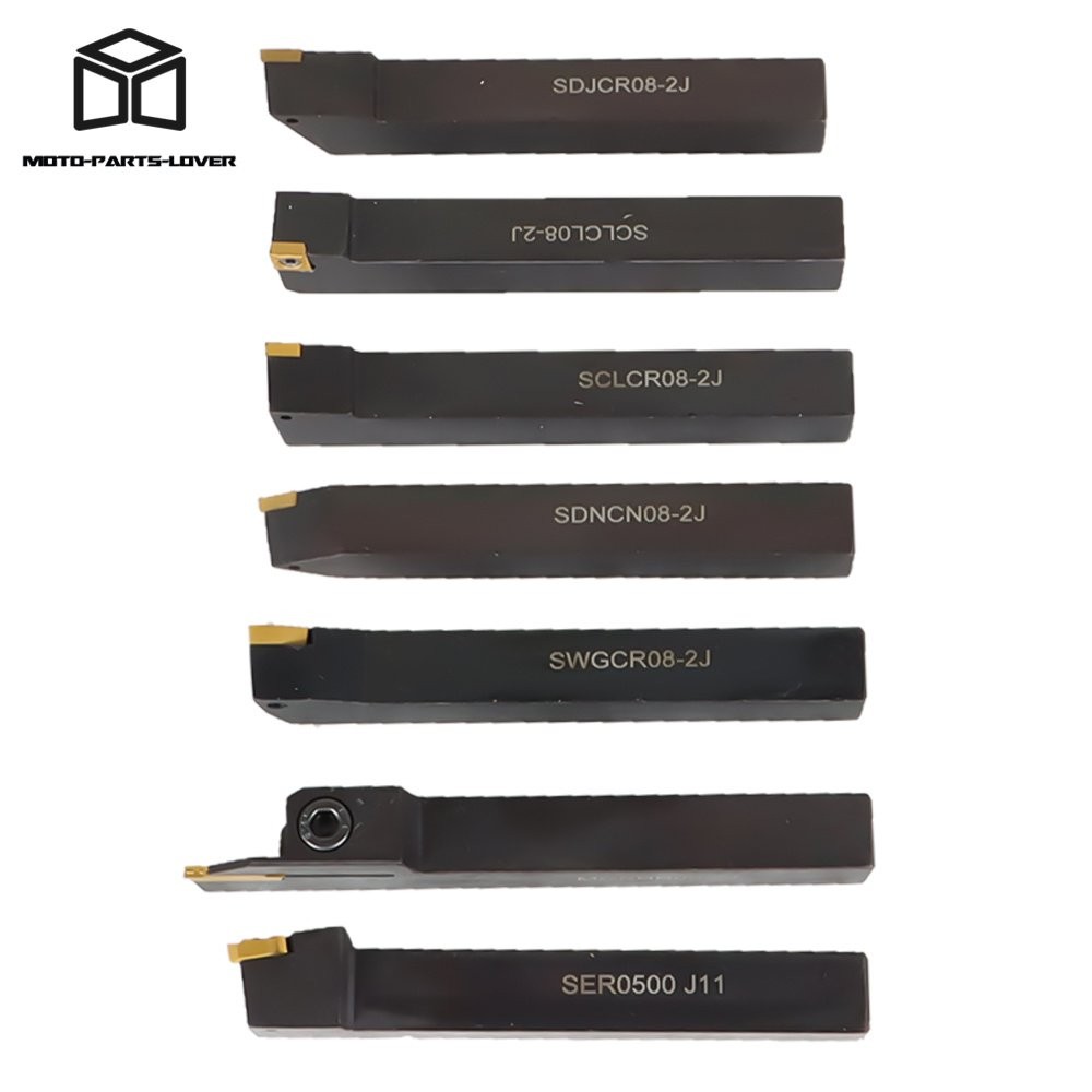 7Pcs Carbide Indexable Turning Tool 1/2" Lathe Tool Bit Thread Insert+Holder Kit