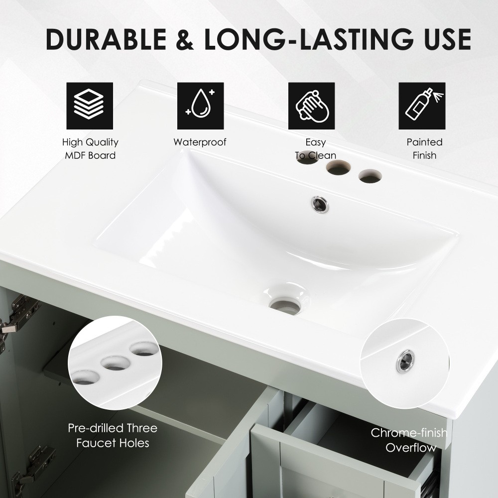 Bathroom Vanity W Ceramic Sink Soft-Close Drawers