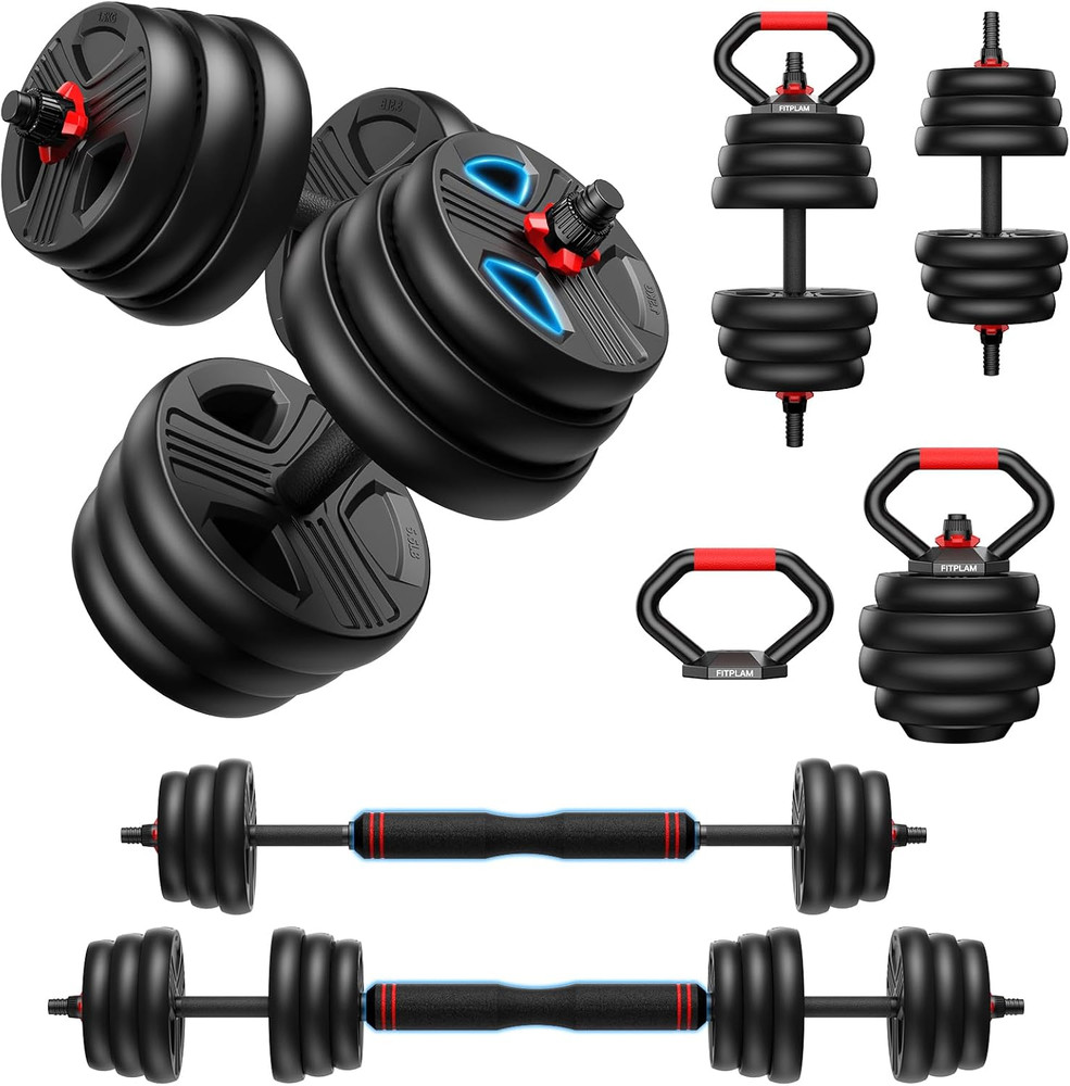 Adjustable dumbbell set with storage tray