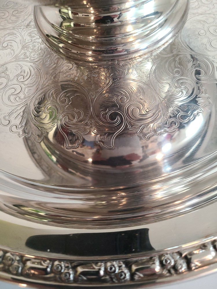 ONEIDA SILVERSMITHS Silverplate Tray & Punch Bowl With 10 glasses & Dipper