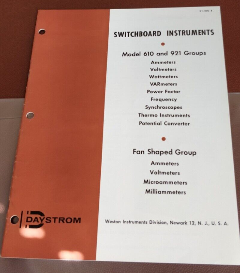 1960 ~ DAYSTROM ~ Catalog ~ Switchboard Instruments Weston