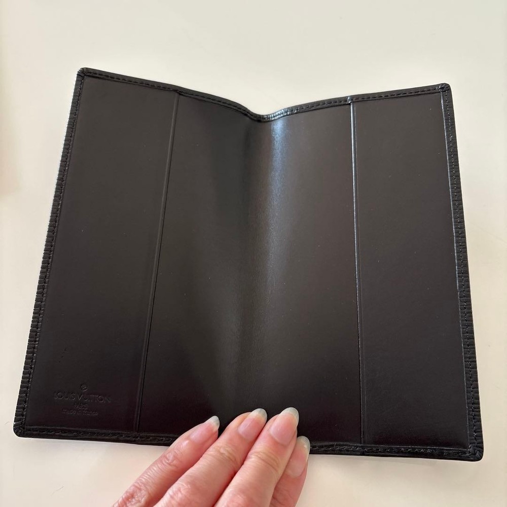 Louis Vuitton Black Leather Notebook Cover LV Leather Accessory