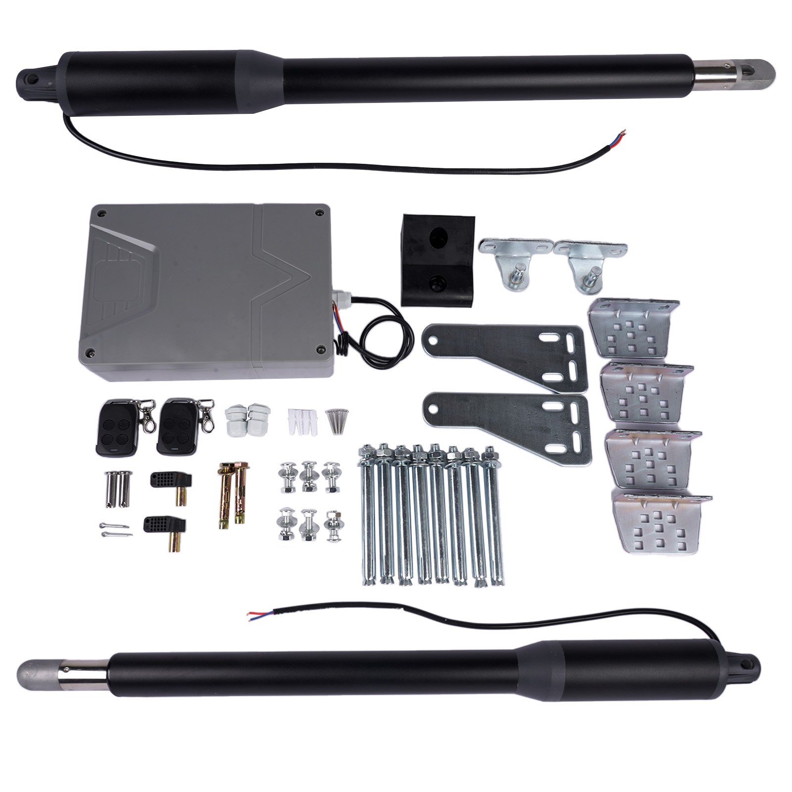 Heavy Duty Automatic Dual Swing Gate Opener Kit + Remote Controls For Fence Gate