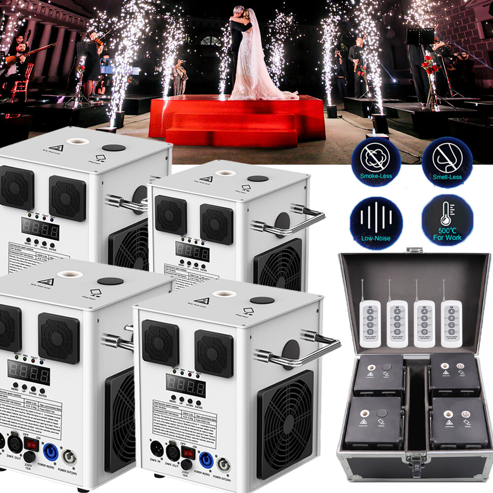 4X 700W Cold Spark Machine Firework Stage Effect Wedding Event DMX w/Flight Case