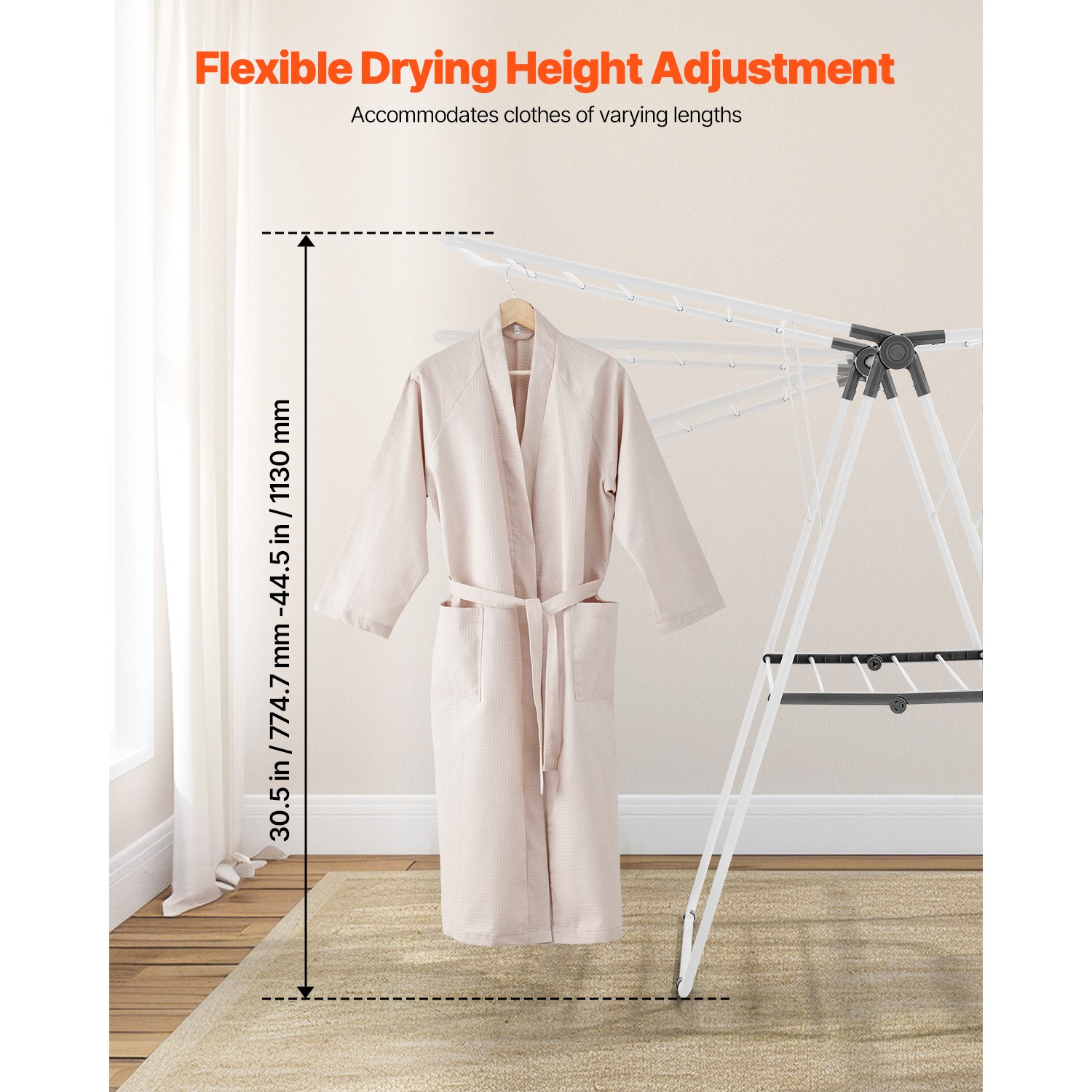 2-Tier Foldable Clothes Drying Rack with Sock Clips & 21 Drying Rods White