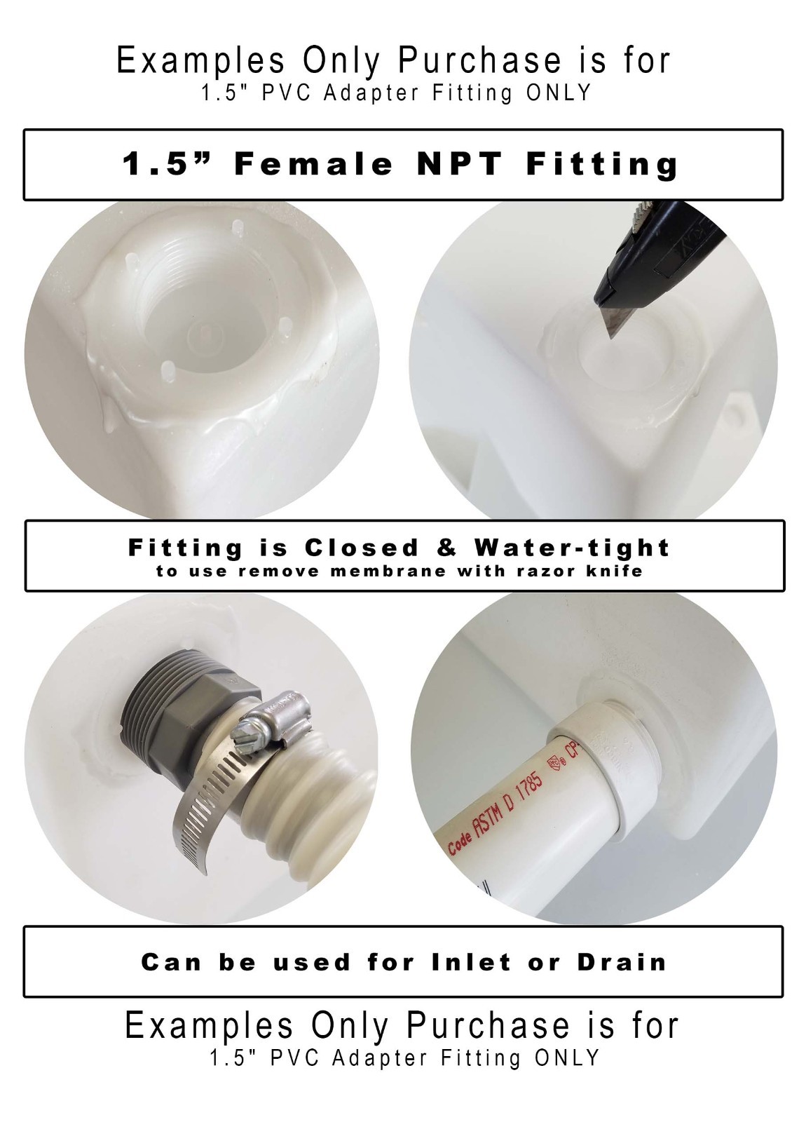 50 Gallon Fresh / Gray Water Holding Tank storage food shower wash dish T-5000