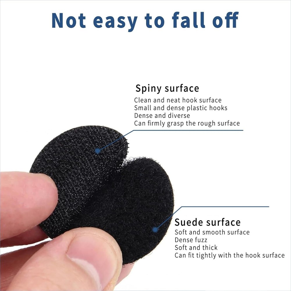 Versatile Black Self-Adhesive Dots - 1-Inch Hook Loop Coins for All Surfaces