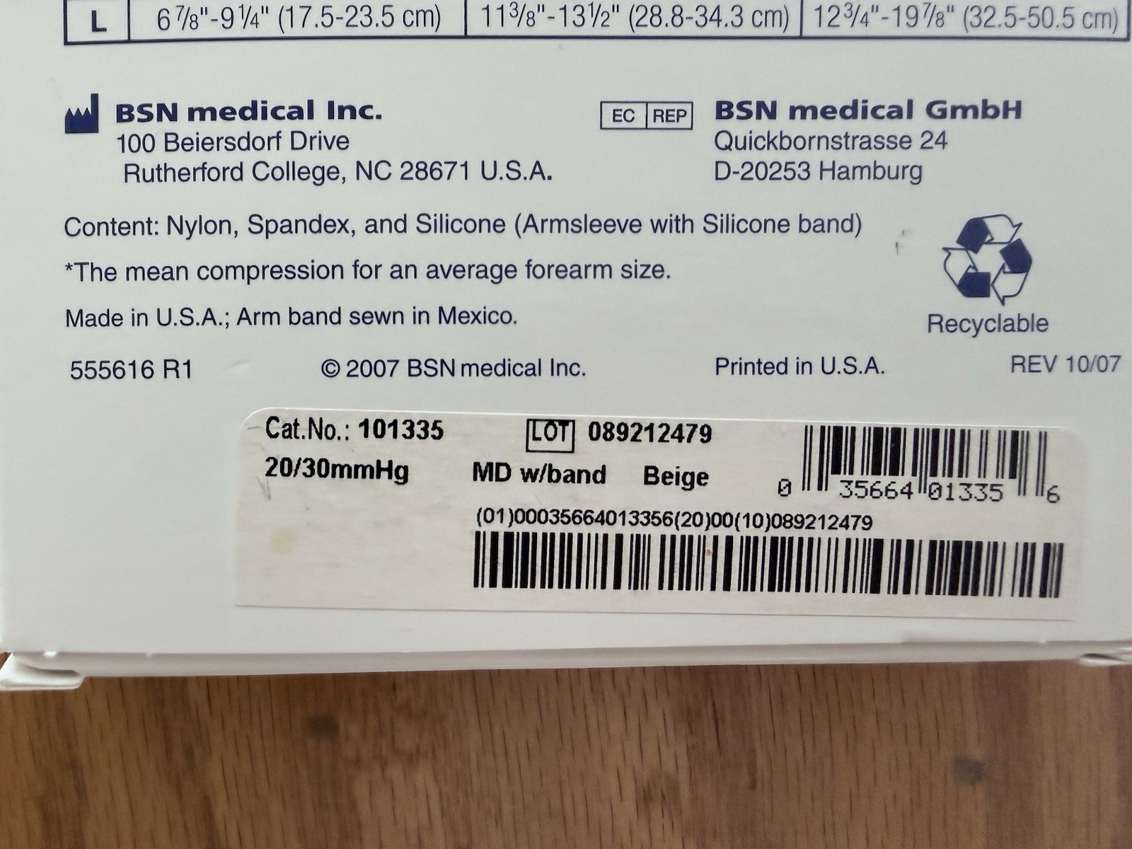 Jobst Lymphedema Arm sleeve Size Medium Compression Arm Sleeve