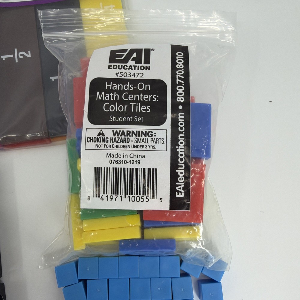 Base Ten Blocks Class Set Cubes, Rods, Flats, Fractions Tiles, Math Bundle