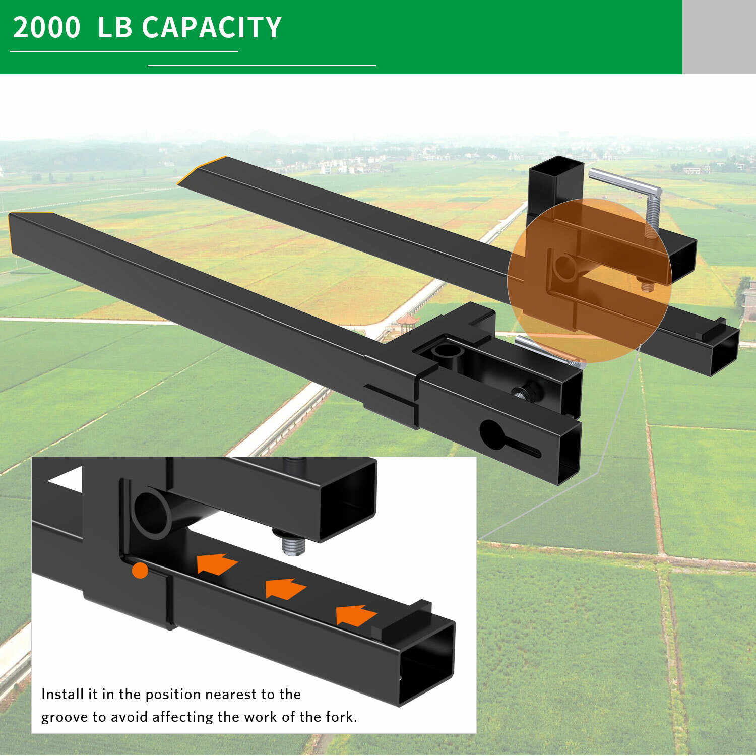 2000lb 4000lb Tractor Pallet Fork Bucket Clamp on Skid Steer Loader 43'' 60''