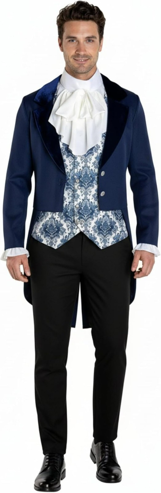 Men`s Regency Gentleman Costume Blue Tailcoat Victorian Nobleman Bridgerton Coat