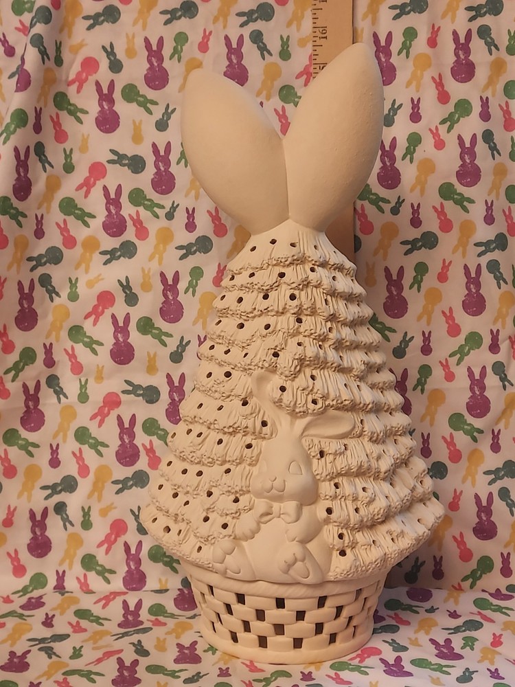 Ceramic Bisque~ Ready to Paint~Easter Bunny Tree ~ lighting included
