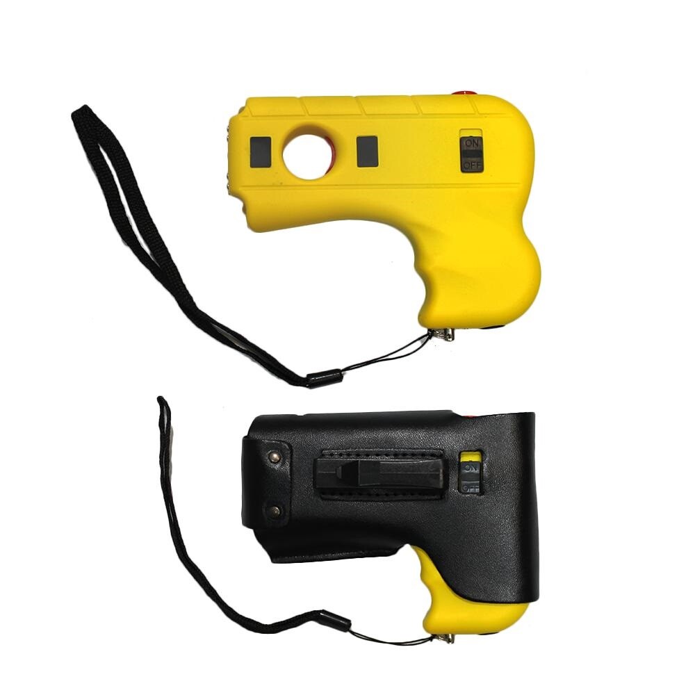 DEFENDER 10 MV Rechargeable Pistol Grip STUN GUN w/ LED Light & Holster YELLOW
