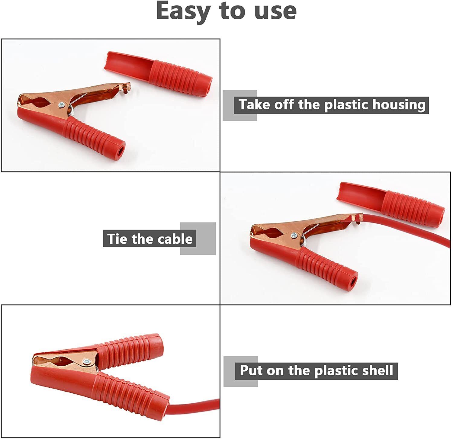 2PCS New Car Alligator Clips Crocodile Clip Battery Test Clamps 100A Red Black