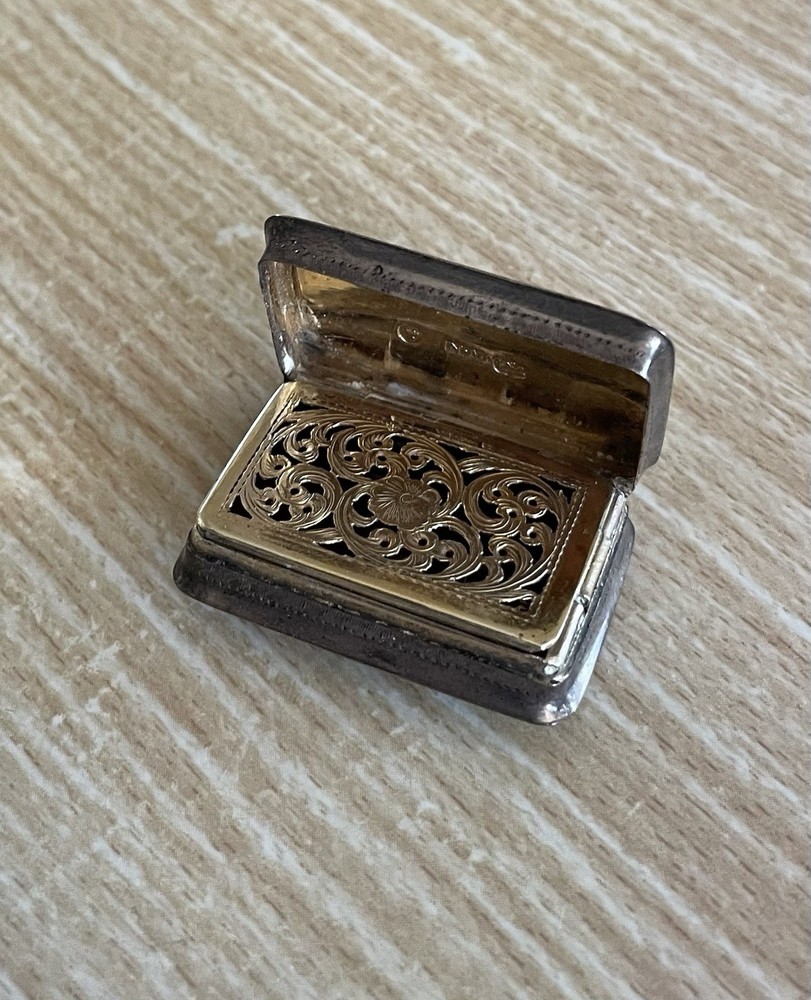 Antique Silver Snuff Box with Hinged Lid